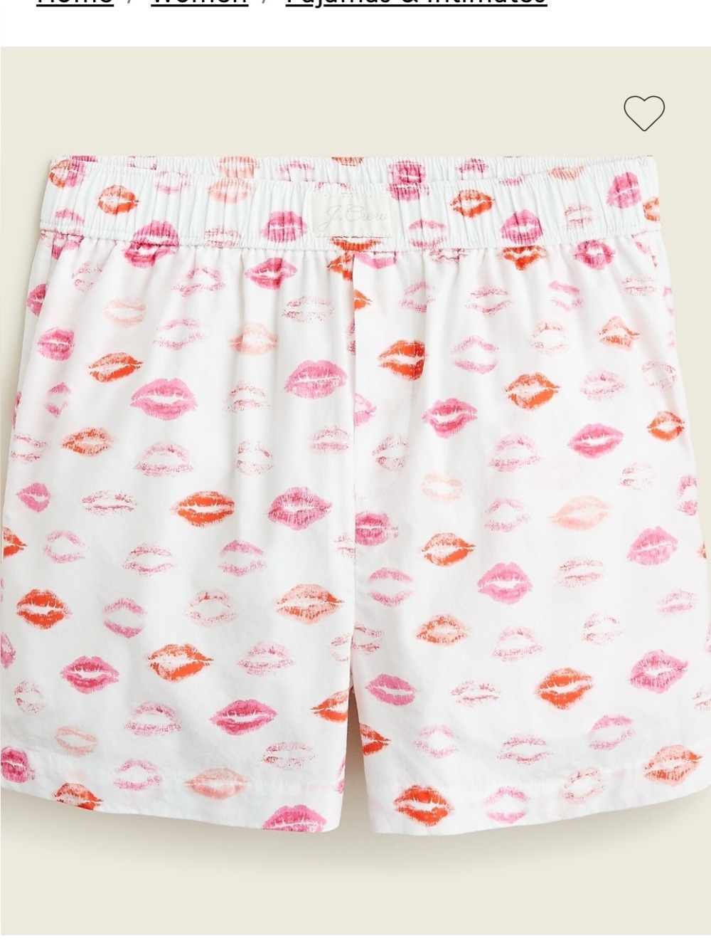 J. Crew High Waist Lip Print Boxer Shorts with pockets - Pink and Red
